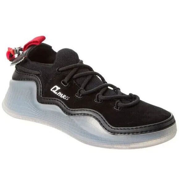 Christian Louboutin Arpoador Donna Flat Mesh & Suede Sneakers Black 38.5 - Picture 1 of 8